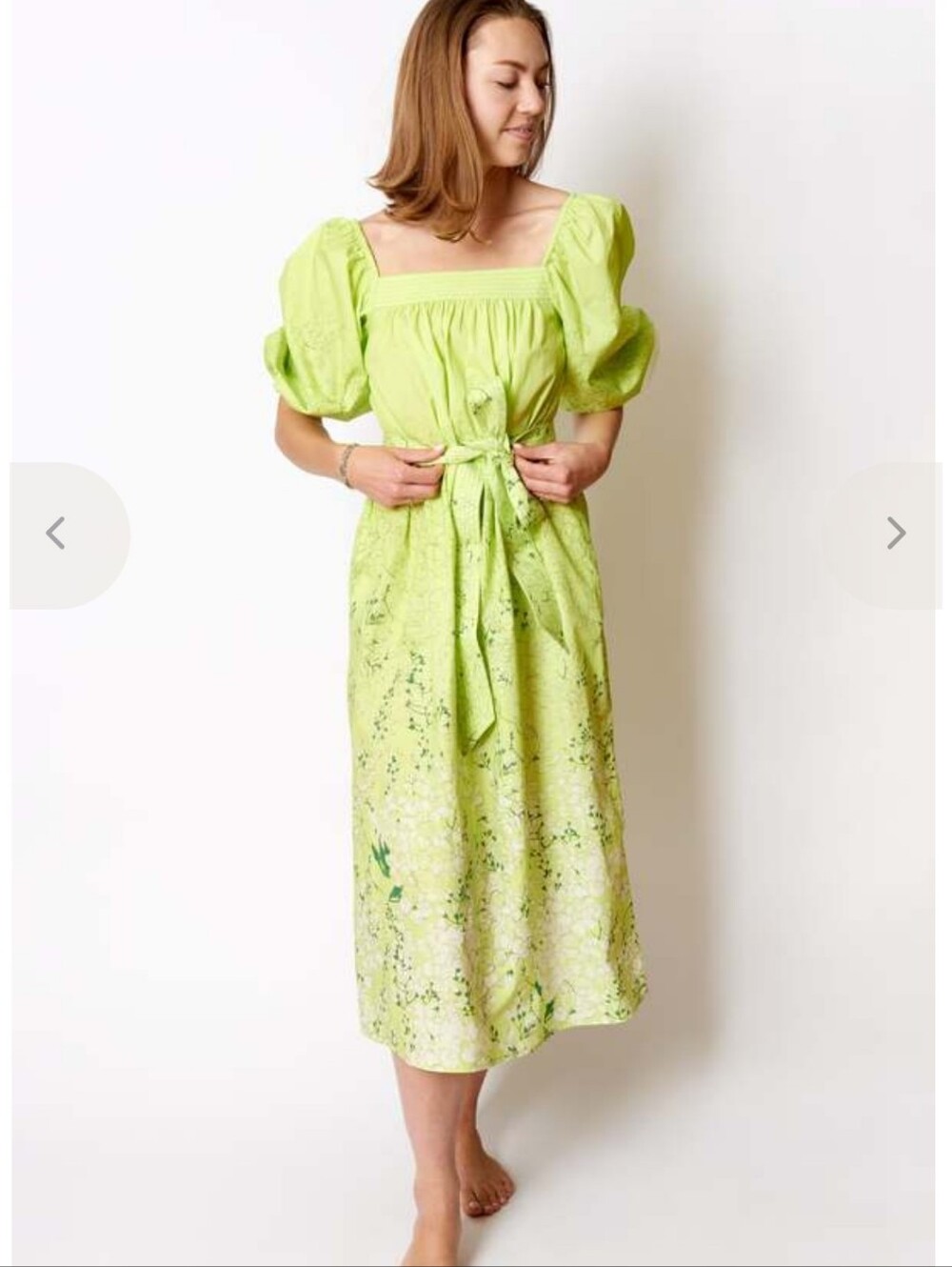$450 NWT Ann Mashburn Women's Nocollette Dress Lime Midi Large